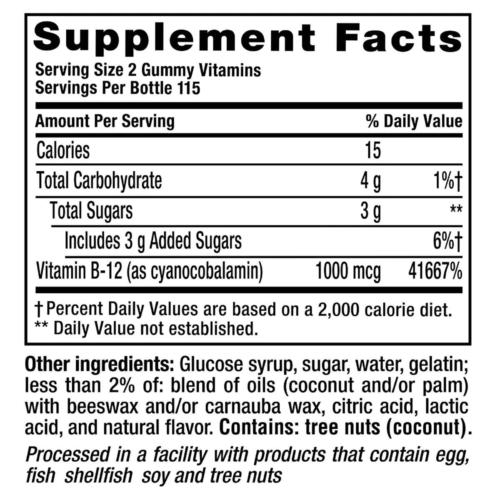 vitaFusion Vitamin B-12 1000 mcg 230 Raspberry Gummies Gluten & Dairy Free  EXP