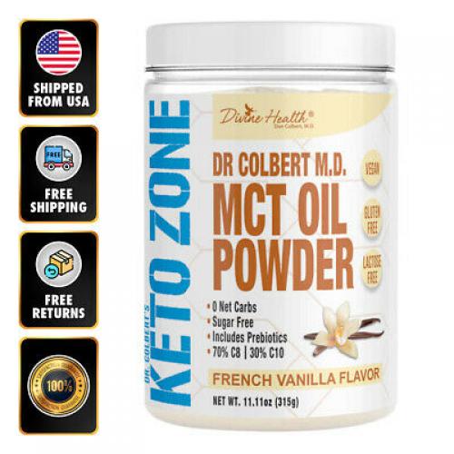 Divine Health Keto Zone MCT Oil Vanilla Powder 11.11 Oz No Lactose & Gluten EXP