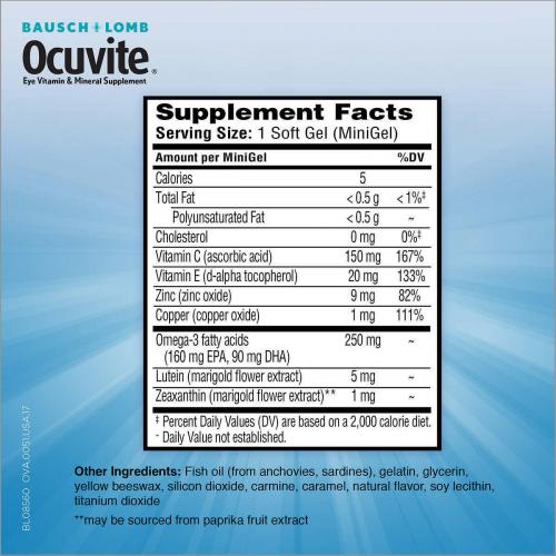 Ocuvite Adult 50+, 150 Soft Gels, Eye Vitamin & Mineral Supplement