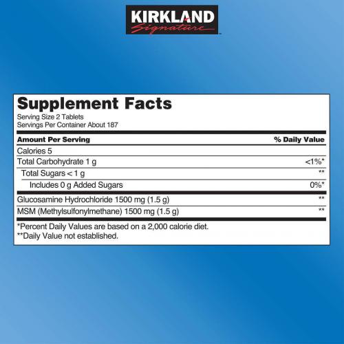 Kirkland Signature Glucosamine with MSM, 375 Tablets, EXTRA STRENGTH