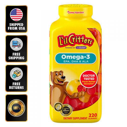 L’il Critters #1 Omega 3 DHA (220 Gummies) Gluten Free No Preservatives EXP