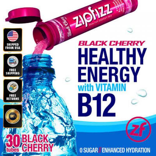 Zipfizz Healthy Energy Drink Black Cherry 30 Tubes Sugar Free Electrolytes EXP