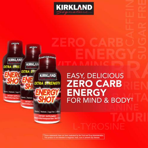 Kirkland Extra Strength Instant Energy Shot (48 Bottles 2 OZ Each) No Sugar EXP