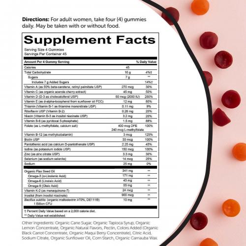 SmartyPants USDA Organic Women's Formula Multivitamin, 180 Vegetarian Gummies