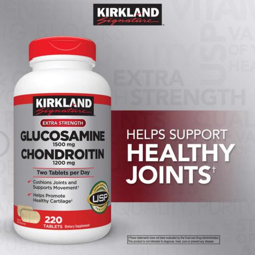 Kirkland Glucosamine + Chondroitin 220 Tabs Help Joints Cartilage No Gluten EXP