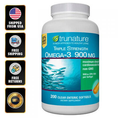 Trunature Triple Strength Omega-3 900 mg x 200 Softgels Fish Oil EPA & DHA EXP