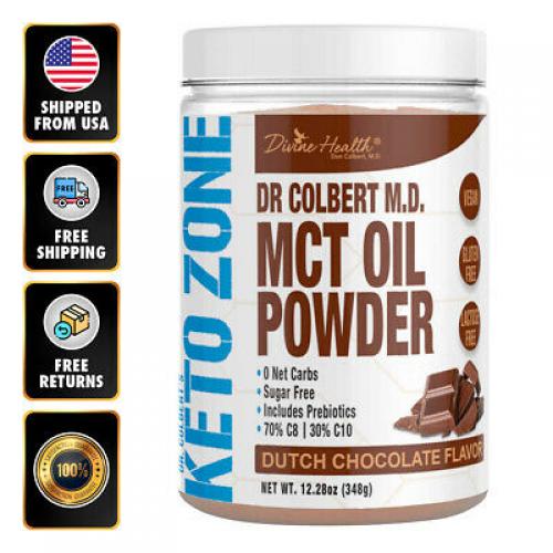 Divine Health Keto Zone MCT Oil Chocolate Powder 11.11 Oz No Lactose /Gluten EXP