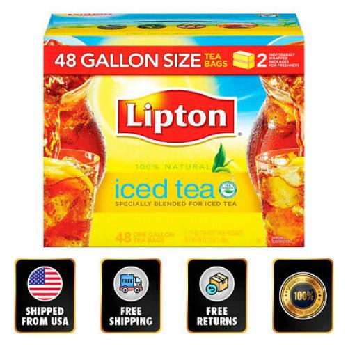 Lipton Iced Tea Gallon (48 Bags) 0 Calories All Natural Kosher Free Shipping EXP