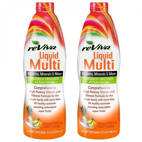 reViva Liquid Multivitamin, Tropical Burst Flavor, 64 Ounces Twin Pack