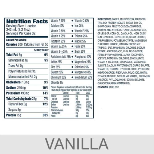 32 Pack Kirkland Complete Nutrition Vanilla Shakes 8.2 Oz