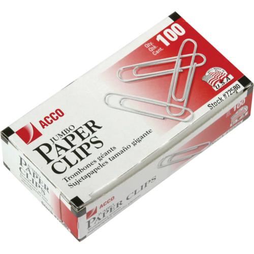 Acco Smooth Paper Clips Jumbo (10 Packs x 100)