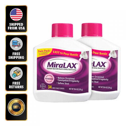 MiraLAX Powder Laxative 68 Doses Gluten & Sugar Free Relieves Constipation EXP