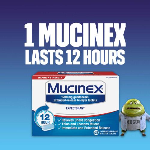 Mucinex Maximum Strength Expectorant (48 Tablets) Chest Congestion Relief EXP