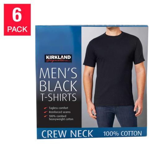 Kirkland Crew Neck T Mens Tee Undershirts Shirts Cotton Tagless Black M Medium