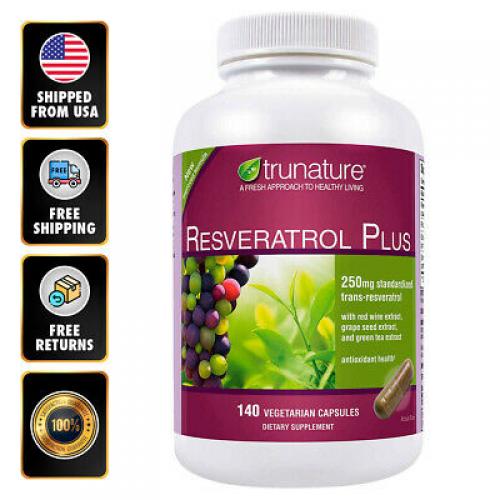 trunature Resveratrol Plus 140 Vegetarian Capsules Anti Aging Antioxidant  EXP