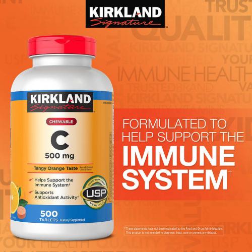 Kirkland Signature Chewable Tangy Orange Taste Vitamin C 500 mg., 500 Tablets