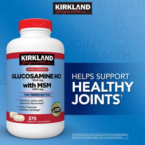 Kirkland Signature Glucosamine with MSM, 375 Tablets, EXTRA STRENGTH