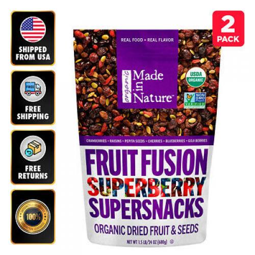 2 Pack Made in Nature Organic Berry Fusion 24 Oz Gluten Free Dried No Nuts EXP