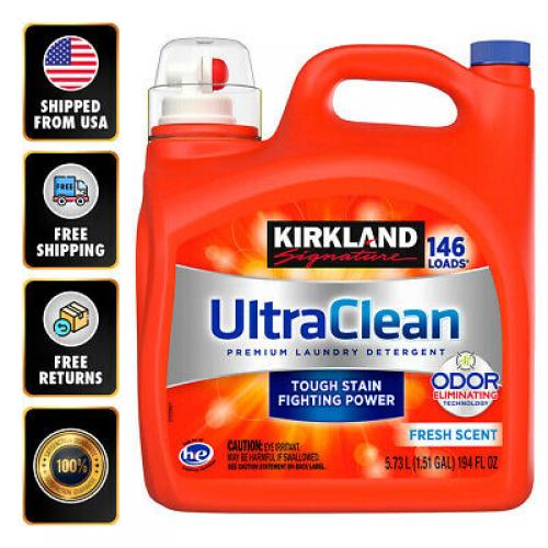 Kirkland Ultra Clean HE Liquid Laundry Detergent 146 Loads 194 Fl Oz Fresh Scent