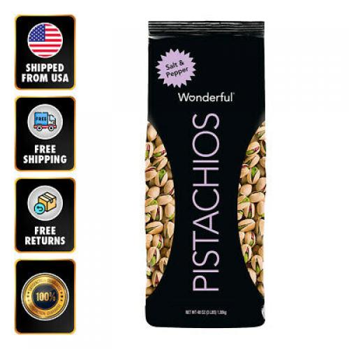 Wonderful In-Shell Pistachios Salt Pepper 3 Lbs Kosher Gluten & GMO Free EXP