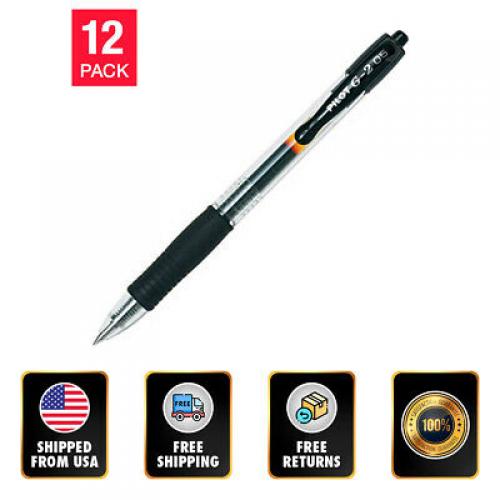 Pilot G2 Retractable Gel Rollerball Pen 0.5mm Extra Fine Point Black 12-Count