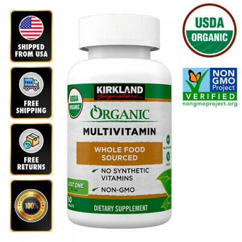 Kirkland USDA Organic Multivitamin 80 Coated Tabs Nutritional Gluten Free EXP