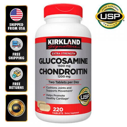 Kirkland Glucosamine + Chondroitin 220 Tabs Help Joints Cartilage No Gluten EXP