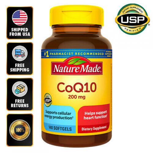 Nature Made CoQ10 200 mg 140 Softgels Anti Aging Antioxidant Heart Health EXP