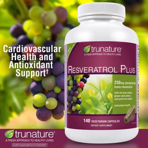 trunature Resveratrol Plus 140 Vegetarian Capsules Anti Aging Antioxidant  EXP