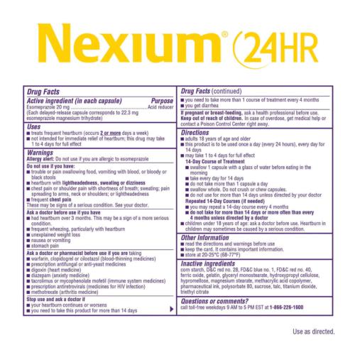 Nexium 24HR Acid Reducer 20mg 42 Delayed Release Capsules Relieves Heartburn EXP