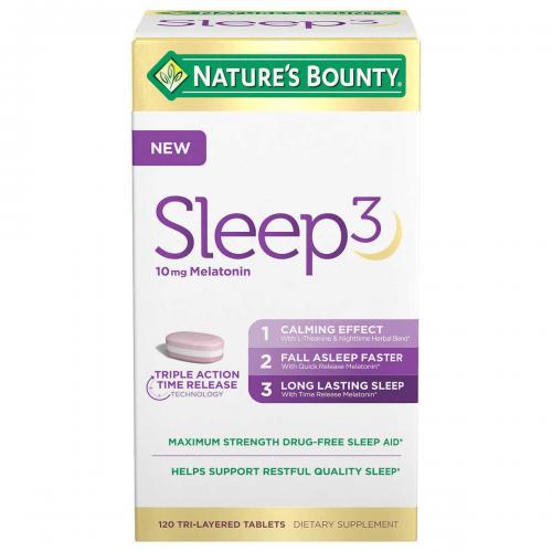 NEW Nature's Bounty Sleep3 10mg. Melatonin, 120 Tablets  Triple Action