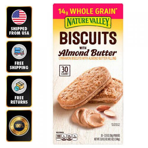 Nature Valley Biscuits Almond Butter (1.35 Oz) 30 Count No Trans Fat  EXP