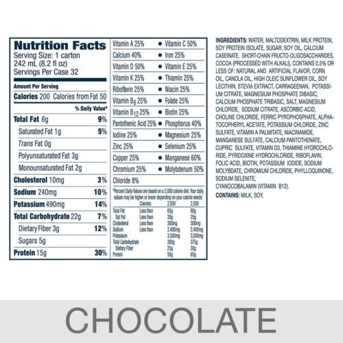 32 Pack Kirkland Complete Nutrition Chocolate Shakes 8.2 Oz