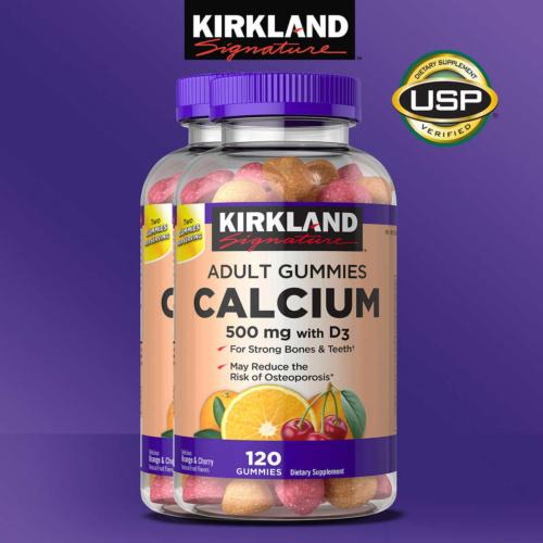 2 Bottles 240 Calcium Kirkland D3 Adult Gummies 500 MG 500mg Teeth Bone Support