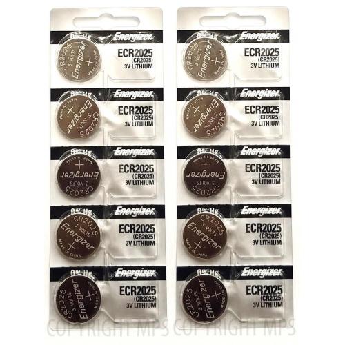 10 PCs Energizer CR2025 Lithium Coin Cell 3V Original New Batteries Exp: 2025