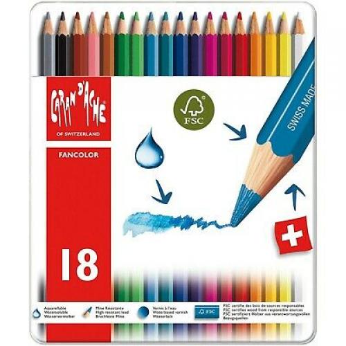 Caran d'Ache Fancolor Color Pencils, 18 Colors