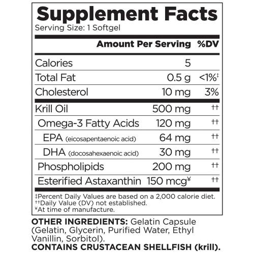 Member's Mark Extra-Strength 100% Pure Omega-3 Krill Oil, 500mg (160 ct.)