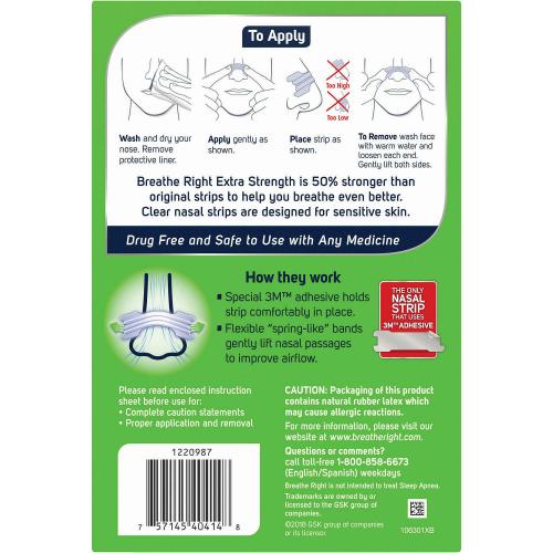 Breathe Right Nasal Strips to Stop Snoring, Drug-Free, Extra Clear (72 ct.)