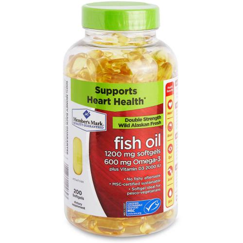 Member's Mark 1200mg Double Strength Wild Alaskan Fresh Fish Oil (200 ct.)