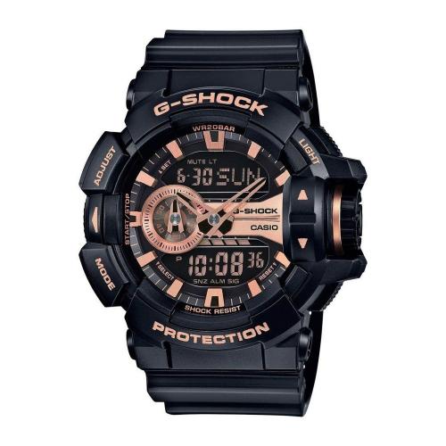 Casio G-Shock Black and Rose Gold-Tone Dial Resin Quartz Men's Watch GA400GB-1A4