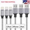 3 Pack 6 Ft Lightning Cable Heavy Duty iPhone 7 6 Charging Cord USB FAST Charger