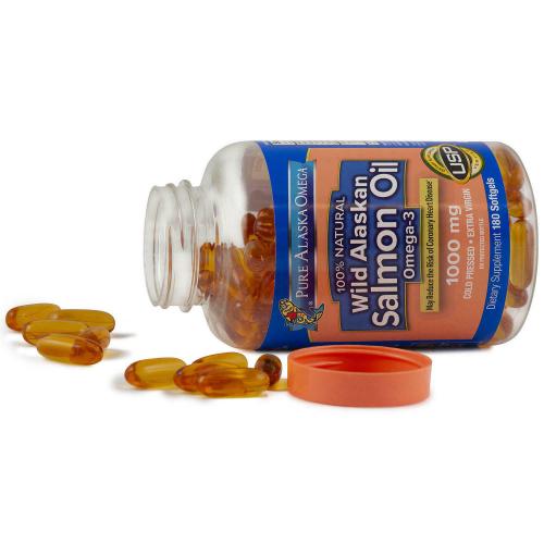 100% Natural Wild Alaskan Salmon Oil Softgels (180 ct.) PURE ALASKA OMEGA