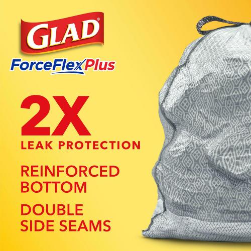 Glad Tall Kitchen Drawstring Trash Bags, ForceFlexPlus 13 Gallon 120 ct.