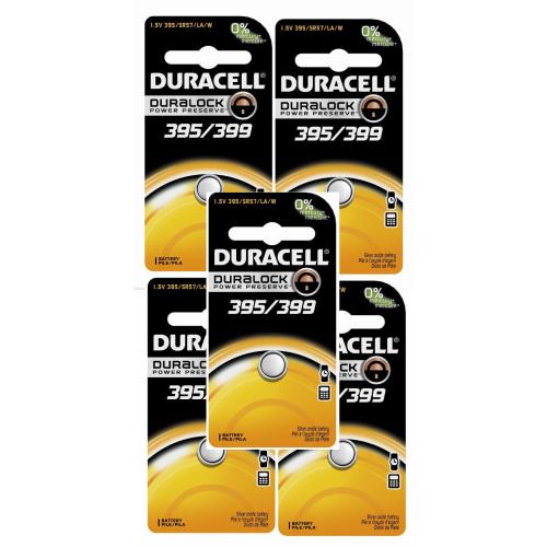 5 Pcs Duracell Silver Oxide 395 399 SR927SW Batteries