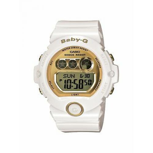 Casio Women's BG6901-7 Baby-G White Resin and Gold-Tone Accented Large Digita...