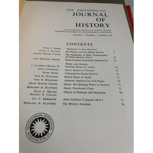 Smithsonian Journal Of History Set Of Three Issues 1960s