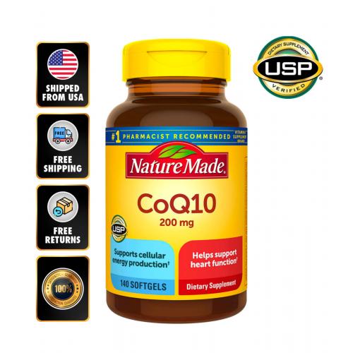 Nature Made CoQ10 200 mg 140 Softgels Anti Aging Antioxidant Heart Health EXP