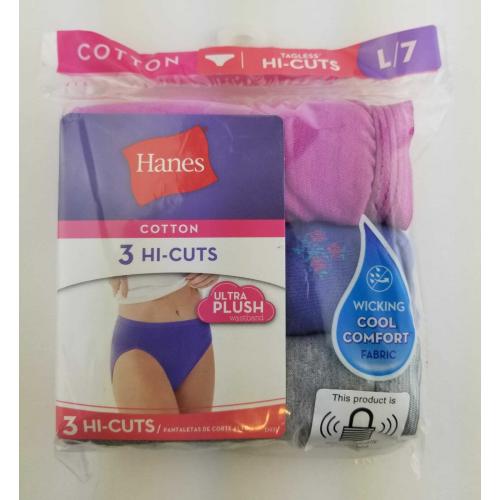 3 Hanes Women's Cotton Breathable Tagless Hi-Cuts Size L/7 7 Large 