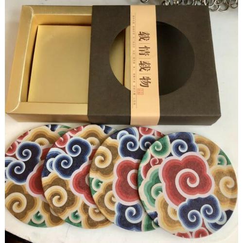 Decorative Metal And Cork Drink Coasters Set From Luck Party