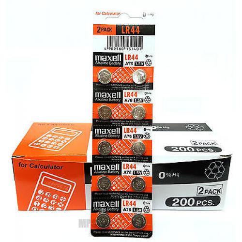 200 NEW LR44 MAXELL A76 L1154 AG13 357 SR44 303 BATTERY NEW